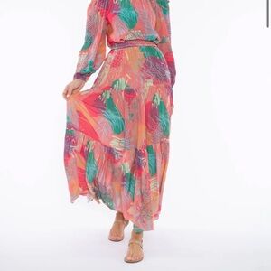 Taj by Sabrina Crippa Nilla Skirt in Abstract Pink Jungle